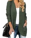 ZESICA Women’s Fall Winter Long Sleeve Open Front Casual Lightweight Soft Knit Cardigan Sweater Outerwear,Green,Large @ $11.99