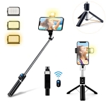ACEHE Selfie Stick Tripod [Upgraded Stable Version] Fill Light & All in 1 Portable Bluetooth Selfie Stick with Remote Phone Tripod Stand @ $8.05