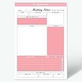 Regolden-Book Meeting Notes Notepad for Work, Meeting Notes with Action Items, Project Planner Notebook for Note Taking, Office/Business Organizer for Men & Women, 52 Sheets, 8.5 x 6 (Pink) @ $3.99