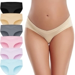 JOYTREE 6 Pack Cotton Maternity Underwear Under Bump Postpartum Underwear V Design Seamless Pregnancy Panties for Women-6 Pack-Multicolor-B-Small @ $5.99
