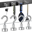 Mearens Magnetic Hooks, 22Lbs Heavy Duty Rare Earth Neodymium Magnet Hooks with Nickel Coating, Cruise, Kitchen, Home, Workplace, Office, Cabins, Grill and Garage etc (Silver, Pack of 4) @ $15.99 ($4.00 / Count)