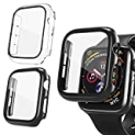 [2 Pack] Compatible for Apple Watch Case 44mm Series 6/5/4/SE iWatch Screen Protector 44mm Ultra-Thin Watch Cover Built in Tempered Glass Full Coverage for Women Men(Black + Clear) @ $12.00