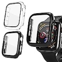 Sabtach [2 Pack] Hard PC Case Compatible with Apple Watch Series 7/6/5/4/3/2/1/SE iWatch Screen Protector Watch Cover Built in Tempered Glass for Women Men(Black+Clear) (40mm) @ $12.00