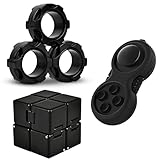 Dr.Kbder 3PC Fidget Toys Adults Set, Cool Mini Gadget Sensory Pack with Infinity Fidgets Cube Figette Pad Magnetic Rings ADHD Anxiety Relief Stress Toys for Teen Office Desk Toy for Boy & Girls