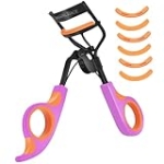 Whalrace Eye Lash Curler, Premium Quality Eyelash Curlers, Come with 6PCS Extra Eyelash Curler Refills, Superior Curling Effect – Orange Purple Handle @ $7.58