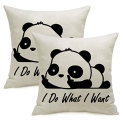 LOZACHE I Do What I Want Funny Panda Home Decor Throw Pillow Case Cushion Covers Decorative for Couch Sofa Bed Outdoor Patio @ $6.49