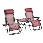 Amazon Basics Textilene Outdoor Adjustable Zero Gravity Folding Reclining Lounge Chair with Side table and Pillow – Pack of 2 @ $49.99