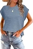 Summer Tops for Women 2024 Trendy Causal Cute Print Loose Fit Lace V Neck Cap Sleeve Shirts Blouse @ $5.10