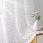 Sheer Curtains 84 inches Long 2 Panels Bedroom Living Room Sheer White Curtain Pom Pom White Textured Curtain Farmhouse Drapes Privacy Floor Length Window Curtain Panels 52×84 Length 7ft Grommet @ $7.99