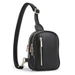 Koculemi Small Crossbody Sling Bag For Women, Casual Chest Bag Purse For Women, Cute Leather Fanny Packs For Travelling, Hiking, Shopping (Black) @ $26.99