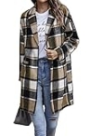 PRETTYGARDEN Women’s 2024 Plaid Shacket Jacket Casual Button Wool Blend Winter Tartan Trench Coat With Pockets (Khaki,Small) @ $10.39