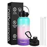 Waipfaru Insulated Water Bottle 32oz, Stainless Steel Water Bottles with Straw Lid, Metal Sports Water Bottle Keep Cold & Hot, Double Wall Vacuum Wide Mouth Sweat-proof for Sports Travel, Gradient @ $8.40