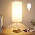 Touch Bedside Table Lamp with USB – 3 Way Dimmable Wood Lamp for Bedroom Nightstand, Desk Lamp with Charging Station for Dorm, Living Room, Office, Kids Room, Nursery, Small @ $22.99