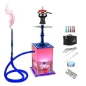 Hookah Set 2 Hose Hookahs Premium Pilot Hookah With Complete Hookah Accessories【QiQiCi Explore Style】 LED Light Travel Bag Hookah Tips Shisha Hooka With Everything (PilotBlue) @ $21.83