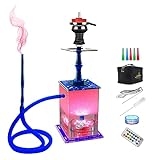 Hookah Set 2 Hose Hookahs Premium Pilot Hookah With Complete Hookah Accessories【QiQiCi Explore Style】 LED Light Travel Bag Hookah Tips Shisha Hooka With Everything (PilotBlue) @ $21.83
