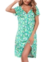 Ekouaer Women Holiday Prints Nightgown Sleepshirt Soft Sleepwear Button Down Short Sleeve Nightshirt Sleep Dress @ $6.99
