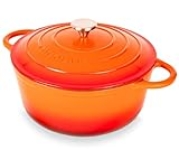 Cast Iron Dutch Oven with Lid – Non-Stick Ovenproof, Enamelled Casserole Pot –Oven Safe up to 500° F Sturdy Dutch Oven Cookware – Orange, 6.4-Quart, 28cm – by Nuovva @ $29.99