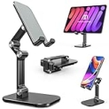 APPHOME Adjustable Phone Stand for Desk – Foldable, Portable, and Durable Cell Phone Holder with Strong Stability – Silicone Surface for Enhanced Protection – Ideal Phone Holder – Black