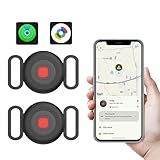 Pet Tracker Tag for Dogs & Cats with Silicone Collar Holder, Works with Apple Find My & Android Find Hub, IP67 Waterproof Bluetooth Anti-Lost Locator (Black, ２Pack)