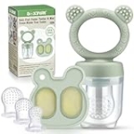 Baby Fruit Food Feeder Pacifier & Mini Freezer Nibble Tray Combo, Breastmilk Popsicle Molds for Cooling Relief, BPA Free Silicone Feeder to Safely Introduce New Foods, Double as Teething Toys