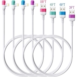 4Colors Premium iPhone Lightning Cable, HYXing [4-Pack 10/6/6/3ft], 90 Degree Fast Charging Cord, Apple MFi Certified for iPhone 13/12/11/SE/Xs/XS Max/XR/X/8 Plus/7/6 Plus and More (White)