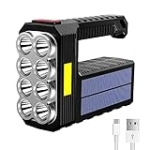 Solar Flashlight Rechargeable 8 LED Handheld with COB Sidelight, High Lumens 3 Modes Searchlight, Portable Lightweight Waterproof Spotlight for Fishing Outdoor Camping Emergencies @ $49.99