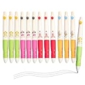 M&G 12 Pcs Cute Gel Pens, 0.5mm Black Ink Fine Point Pens, Retractable Gel Ink Rollerball Pens with Cute Pattern, Kawaii Gel Pens with Colored Pen Holder Smooth Writing for Office School Women Men