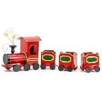 VinSees 27 Inch Long 11 Inch Tall Metal Christmas Train Decor，Christmas Train Gifts, Christmas Tree Train, Large Size Red Metal Train Sets for Christmas Decorations @ $20.00