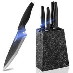Marbling Black Kitchen Knife Set Block @ $13.94