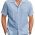 Ekouaer Womens Silk Satin Pajamas Set 2 Piece Pjs Short Sleeve Sleepwear Button Down Top and Shorts Loungewear Clear Blue XXL
