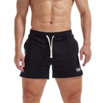 AIMPACT Mens Gym Bodybuilding Shorts 5 Inseam Drawstring Gym Cotton Shorts with Pockets(BlackL(3XL) @ $11.49
