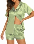 Ekouaer Satin Loungewear Women’s Comfortble Sleepwear Short Sleeve Button Down Pjs Two Piece Pajamas Set (Aqua Green @ $12.09