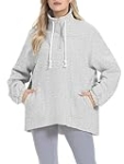 ATHMILE Womens Oversized Half-Zip Sweatshirts Fleece Lined Funnel Neckline Teen Girls Y2K Fall Winter Clothes Fashion Grey @ $11.70