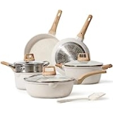 10-Piece Carote Nonstick White Granite Induction Pots & Pans Cookware Set @ $79.99