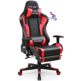 GTRACING Gaming Chair with Footrest Speakers Video Game Chair Bluetooth Music Heavy Duty Ergonomic Computer Office Desk Chair Red @ $89.98