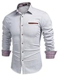 COOFANDY Mens Shirt Button Front Relaxed Fit Denim Type 01 – White 4X-Large Long Sleeve @ $14.39
