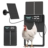 Automatic Chicken Coop Door Solar Powered with Timer & Light Sensor, LCD Display, Remote Control, 4 Modes Aluminum Alloy Auto Chicken Coop Door Solar, Anti-Pinch & Weather Proof