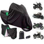 XYZCTEM 18-Layers Premium Motorcycle Cover Waterproof All Weather Weatherproof UV Sun Protection Snow Dust Storm High Heat Resistant Durable Lock-Holes & Side Zip & Storage Bag Fits up to 91