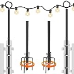 JooMoo String Light Poles – 10.5ft String Light Poles for Outside 2 Pack, with Forks and Fence Fixtures for Backyards, Bistros, Patios and Decks Light Pole @ $24.00