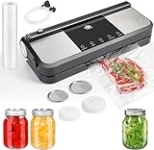 Etunia Cordless Vacuum Sealer, Rechargeable Vacuum Seal Machine for Dry/Moist Food Storage to Extend Fresh, 1 Air Hose for Food Containers, 2 Jar Sealers/Lids for Mason Jars