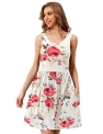 Yoaresweet Summer Causal Sleeveless Dress Loose Round Neck Cover Up Elastic Mini Beach Sundress with Pocket Red White @ $6.90