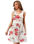 Yoaresweet Summer Causal Sleeveless Dress Loose Round Neck Cover Up Elastic Mini Beach Sundress with Pocket Red White @ $6.90
