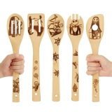 Nightmare Before Christmas Gifts-5 Pcs Wooden Spoons for Cooking Utensils Set @ $10.39