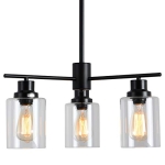 Sivilynus Mid Century Modern Hanging Ceiling Chandelier Light Fixture 3 Light Black for Kitchen Island Glass for Dining Table Hallway Ceiling Foyer Chandelier Hanging @ $28.00