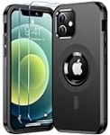 Renmou Magnetic for iPhone 12 Case,iPhone 12 Pro Case[Military Grade Drop Protection][Non-Slip][12FT Drop Shockproof] [2 Pcs Glass Screen Protector] Heavy Duty Tough Rugged Phone Case,Black @ $19.99