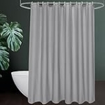 UFRIDAY Grey Fabric Extra Long Shower Curtain Liner 72 x 96 inches with 12 Hooks,Solid Gray Washable Fabric Shower Curtain for Bathroom Water Resistant Shower Liner Hotel Quality Bathroom Curtains @ $3.80