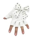 Fashion Female Half Finger Punk Rivet Dance Gloves Women Sport Fitness PU Leather Bow Mittens Luva Tactical Fingerless Glove White One Size @ $15.35