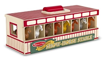 Melissa & Doug Take-Along Show-Horse Stable Play Set With Wooden Stable Box and 8 Toy Horses @ $13.38