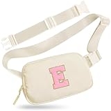 Titosha Valentine Gifts for Her Initial Fanny Pack for Girls Belt Bag with Extender Strap Mini Crossbody Bum Hip Travel Purse Graduation Gifts Trendy Beige Pouch Ivory E @ $4.99