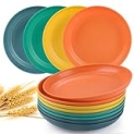 Dinner Plates Set of 8 Alternative for Plastic Plates Microwave and Dishwasher Safe Wheat Straw Plates for Kitchen Unbreakable Kids Plates with 4 Colors (9 inch) @ $16.79